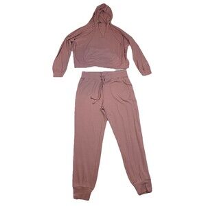 BCBGeneration WOMEN Dusty Pink Knit 2 piece Hoodie Top and jogger set size SMALL